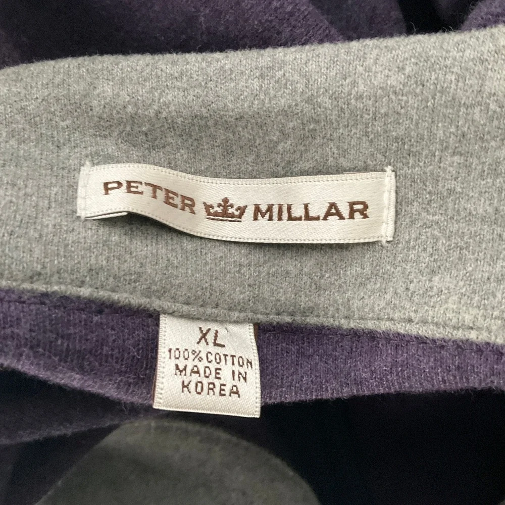 Peter Millar Mens XL Purple 100% Cotton‎ Quarter Zip Pullover Sweater Mock Neck